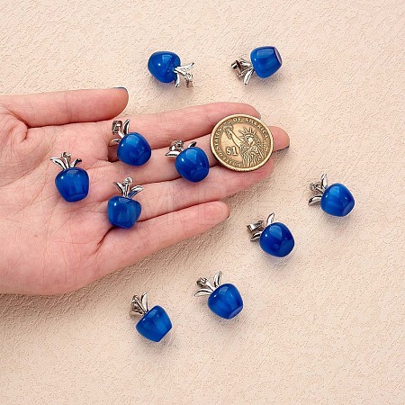 10Pcs Apple Gemstone Charm Pendant Crystal Quartz Healing Natural Stone Pendants Pink Silver Buckle for Jewelry Necklace Earring Making Crafts JX525J-1