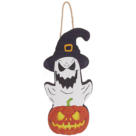 Halloween Theme Wood Pendant Decorations HJEW-WH0043-56-1