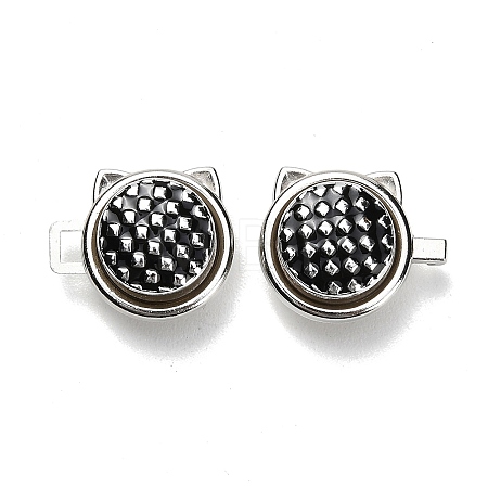 Cat Head Shape Alloy Enamel Adjustable Jean Button Pins MRMJ-P021-01P-1