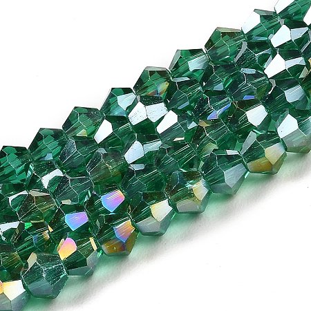 Transparent Electroplate Glass Beads Strands GLAA-F029-4mm-A10-1
