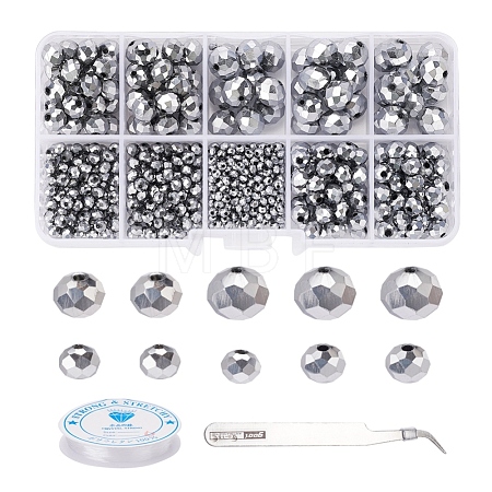 710Pcs Electroplate Transparent Glass Beads Strands DIY-YW0003-07-1