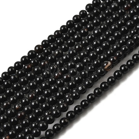 Natural Black Onyx Round Bead Strands G-A130-3mm-K04-1