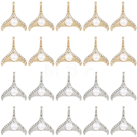 20Pcs 2 Colors Alloy Crystal Rhinestone Pendants ALRI-YW0001-35-1
