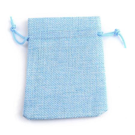Polyester Imitation Burlap Packing Pouches Drawstring Bags ABAG-R005-14x10-16-1