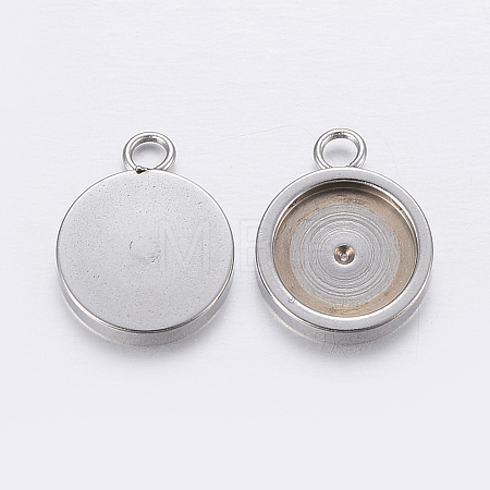 Tarnish Resistant 201 Stainless Steel Pendant Cabochon Settings STAS-P198-17-8mm-1