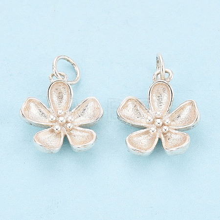 925 Sterling Silver Flower Charms STER-T009-03S-1