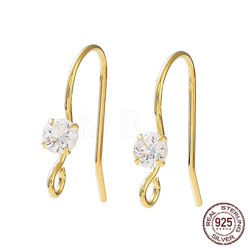 925 Sterling Silver with Clear Cubic Zirconia Earring Hooks STER-G036-16G-1