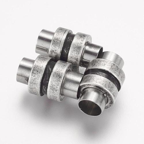 304 Stainless Steel Magnetic Clasps with Glue-in Ends STAS-F124-02AS-1
