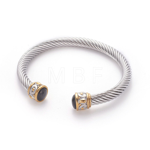 304 Stainless Steel Cuff Bangles BJEW-L642-22B-1