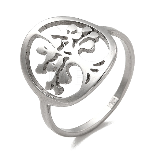 Non-Tarnish Tree of Life 201 Stainless Steel Finger Rings RJEW-G278-10P-1