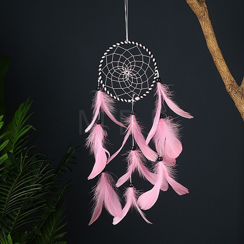 Cotton Woven Net/Web with Feather Hanging Decorations PW-WG779B6-04-1