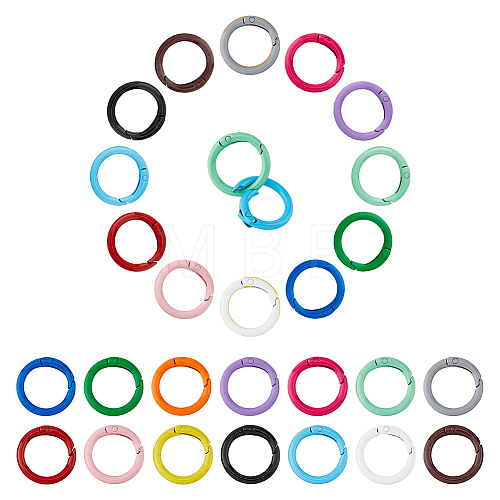 HOBBIESAY 28Pcs 14 Colors Spray Painted Alloy Spring Gate Rings FIND-HY0003-01-1