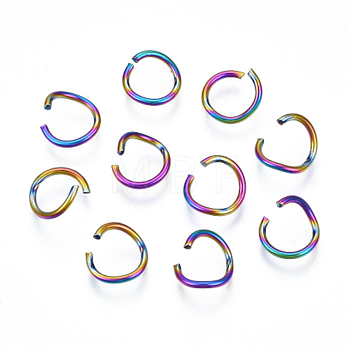 Ion Plating(IP) Rainbow Color 304 Stainless Steel Open Jump Rings X-STAS-N098-062A-01-1