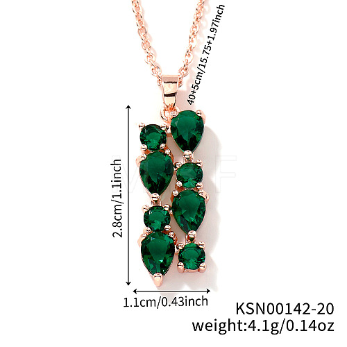 Brass Cubic Zirconia Long Tassel Pendant Necklaces for Fashionable Statement Style DV3387-20-1