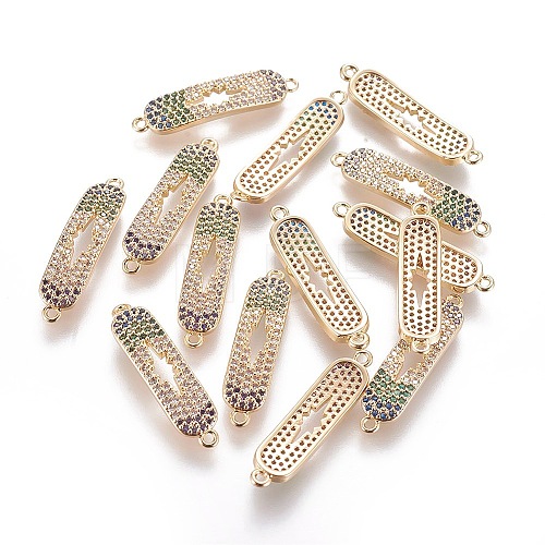 Brass Micro Pave Cubic Zirconia Links ZIRC-L077-002-G-NF-1