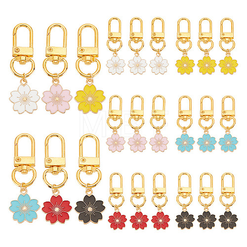 24Pcs 6 Colors Alloy Enamel Pendant Decorations HJEW-GO00008-1