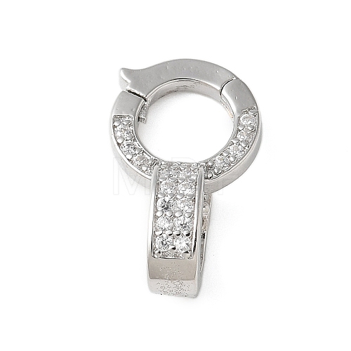 Brass Micro Pave Clear Cubic Zirconia Fold Over Clasps KK-P290-15P-1