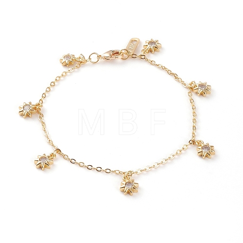 Brass Micro Pave Clear Cubic Zirconia Charm Bracelets BJEW-JB05833-1