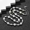 304 Stainless Steel & ABS Plastic Imitation Pearl Round Beded Necklaces for Women NJEW-S442-11P-1