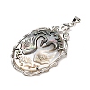 Brass Natural Black Lip Shell Carved Big Pendants SHEL-G024-09P-2