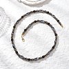 Round Natural Obsidian & Twist Synthetic Non-Magnetic Hematite Beaded Necklaces NJEW-JN05728-02-2