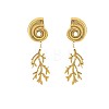 Alloy & Imitation Pearl Shell Shape with Coral Stud Earrings for Women WG4E17D-01-5