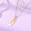 Ocean Natural Shell Fish and Alloy Fish Bone Pendant 304 Stainless Steel Cable Chain Necklaces for Women NJEW-JN06191-1
