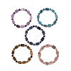 Natural Mixed Stone Rectangle and Round Beaded Stretch Bracelets BJEW-JB14493-2