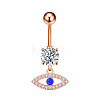 304 Stainless Steel Micro Pave Clear Cubic Zirconia Belly Rings WGC32A5-02-2