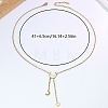 Stainless Steel & Natural White Shell Moon Star Pendant Y-Shaped Tassel Necklaces for Women PP3147-2