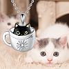 Black Cat in Cup Alloy Enamel Pendant Necklaces for Women FS-WG88A58-01-2