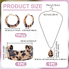Teardrop Leopard Print Plastic Pendant Necklace & Hoop Earring & Cuff Bangle for Women SJEW-WH0006-10-3