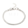 Unisex 304 Stainless Steel Round Snake Chain Bracelets BJEW-H541-02A-P-1