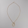 Alloy Double Oval Pendant Necklace with Round Snake Chains for Women NJEW-WH0020-12KCG-C-1