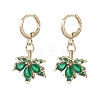 Maple Leaf Brass Micro Pave Cubic Zirconia Leverback Earrings EJEW-JE06916-02-3