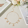 Summer Beach Theme Brass Paperclip chain Necklaces for Women NJEW-WH20004-11G-3
