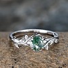 Oval & Leaf 925 Sterling Silver with Moss Agate Finger Rings FS-WGF1EFD-05-2