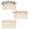 3Pcs 3 Colors Fashionable Glass & Brass Hair Combs OHAR-CP0001-03-1