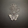 European Style Vintage Alloy Rhinestone Butterfly Pendant Ball Chain Necklaces for Women YE8712-1-1