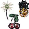 Gorgecraft 3Pcs 3 Style Tree & Pineapple & Cherry Rhinestone Beading Applqiues PATC-GF0001-26-1