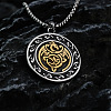 Vintage Two Tone 304 Stainless Steel Viking Duo Dragon Coin Pendant Necklaces for Men WGF65AB-02-1