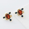 304 Stainless Steel Enamel Stud Earrings for Women FA1255-2-1