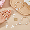 5Pcs Alloy & Glass & Imitation Pearl Charm Bracelets BJEW-DC0001-29-3