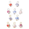 Handmade Flower Printed Porcelain Ceramic Pendants PALLOY-JF03928-1
