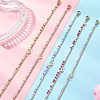 Bohemian Handmade Faceted Rondelle Glass Beaded Chains & 304 Stainless Steel Cable Chain 2-Strand Anklets for Women AJEW-AN00780-1