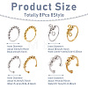 8Pcs 8 Style Brass Rotating Beaded Cuff Rings RJEW-SW0001-01-2
