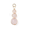 Natural Rose Quartz Round Beaded Pendants PALLOY-JF04700-01-1
