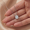 925 Sterling Silver Crystal 2CT Moissanite Square Pendant Necklaces for Women Casual Jewelry RU6226-3