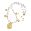 Ocean Brass Conch Shell Dolphin Turtle Pendant White ABS Plastic Imitation Keshi Pearl Beaded Necklaces KK-CBA4547-02G-4