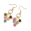 Natural Multicolor Tourmaline  Beads Tassel Dangle Earrings. with 304 Stainless Steel Earring Hooks EJEW-JE07340-4